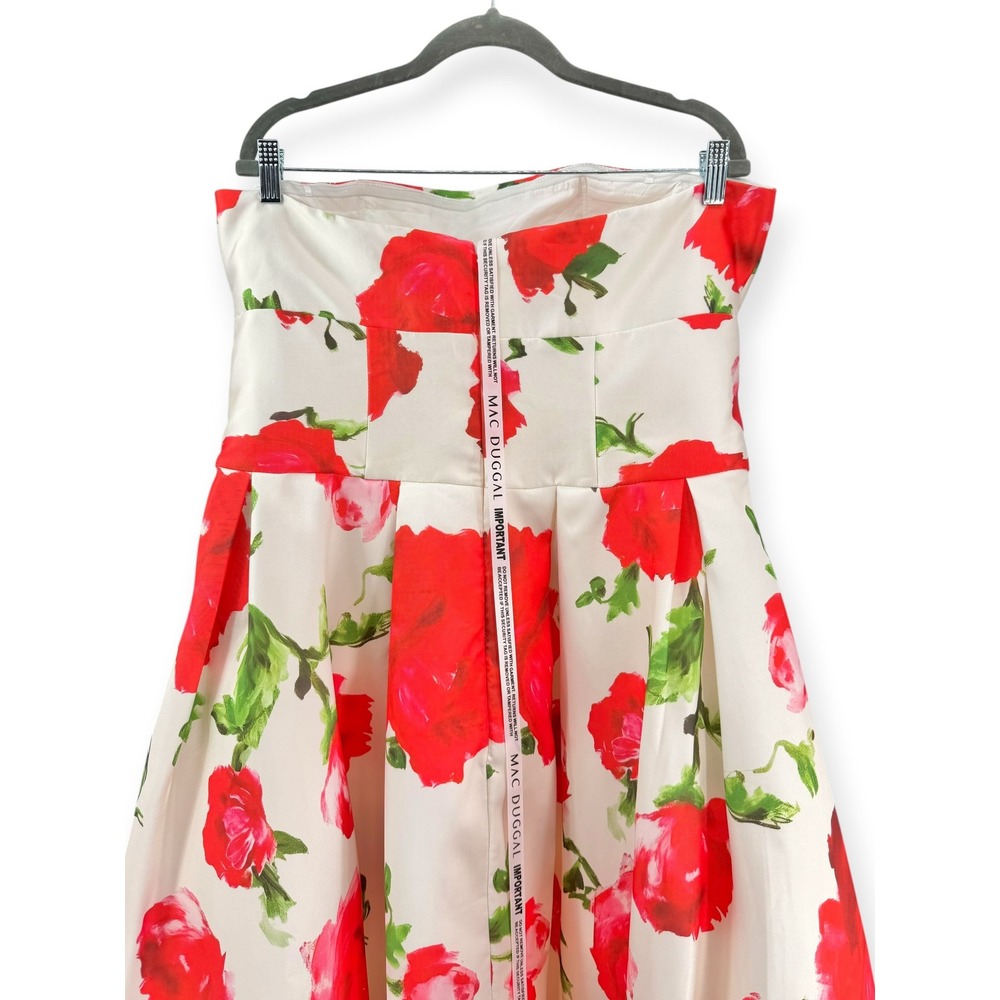 Mac Duggal White Strapless Floral Mikado Midi Dress $498 - Size 14‎ - Picture 11 of 12